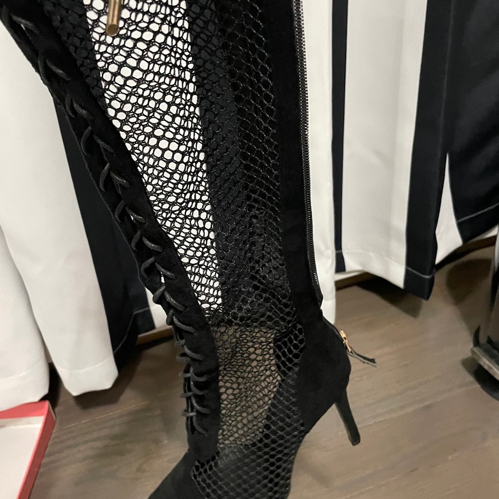Mesh See Through Knee Boot - Picture 8 of 10